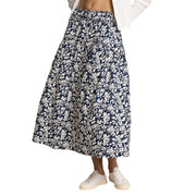 Blå/Hvit Midi skirt floral