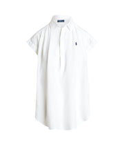 Hvit Linen Popover Shirt