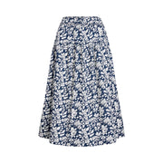 Blå/Hvit Midi skirt floral
