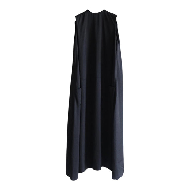 Black Satin Wide Sleeveless Dress