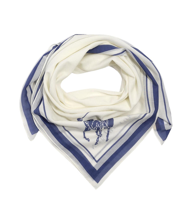 Cream/royla navy Big Pony scarf