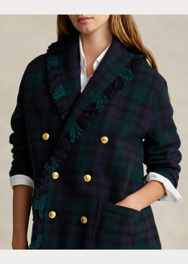 Plaid Double-Breasted Wool Blazer
