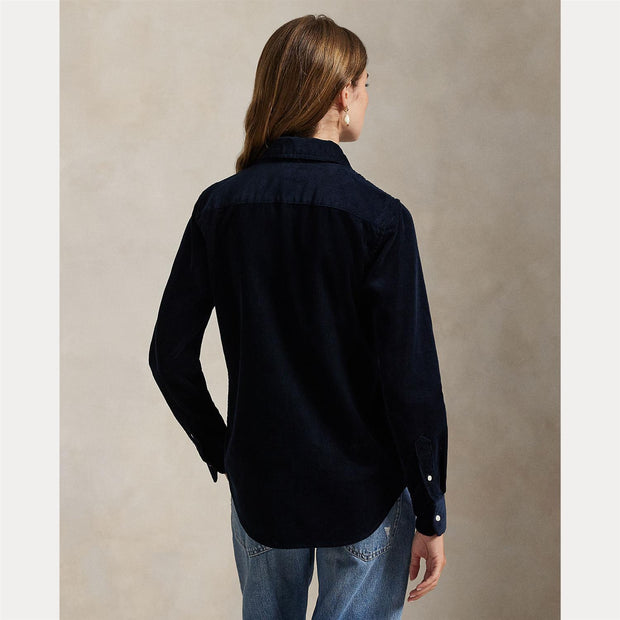 Navy Slim Fit Corduroy Shirt - Stilshoppen
