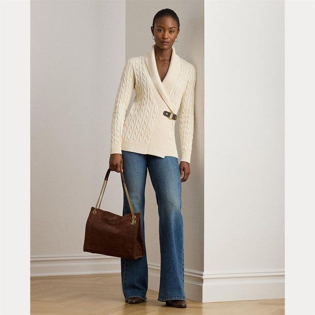 Creme Buckled cardigan - Stilshoppen