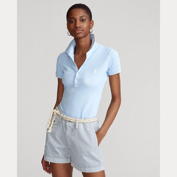 Lyseblå Julie Polo Slim Short Shirt - Stilshoppen