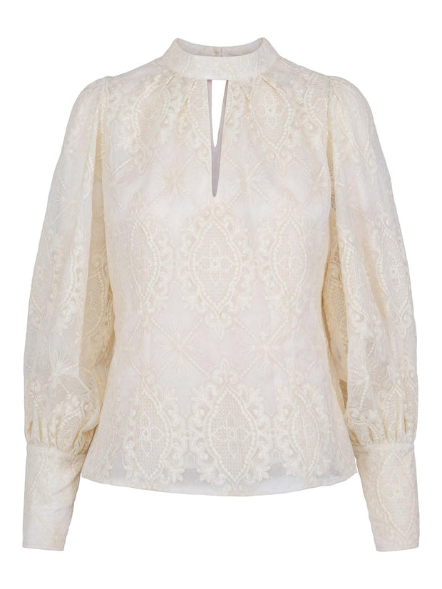 Creme Fashion Embr Blouse - Stilshoppen