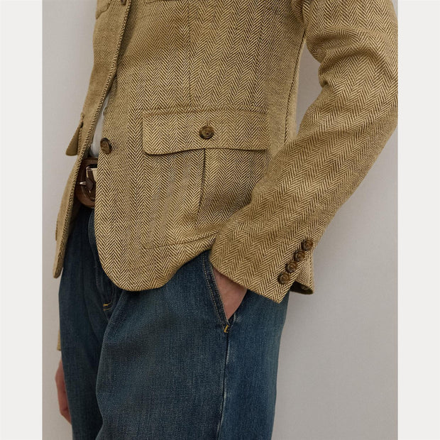 Jathnay Herringbone Linen Blazer