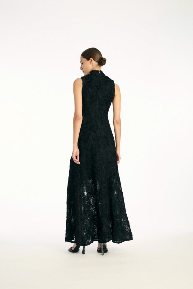 Sort Flower Mesh Maxi Dress - Stilshoppen