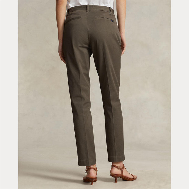 Olive Cropped Slim Fit Twill Chino Pant - Stilshoppen