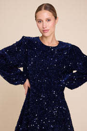 Blå Luna Sequins Dress