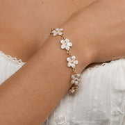 Adeline Pink Enamel Flower Chain Bracelet
