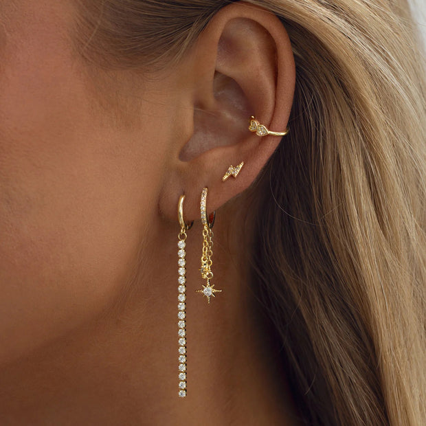 Winny Crustal Stars on Chain Hoop Earrings