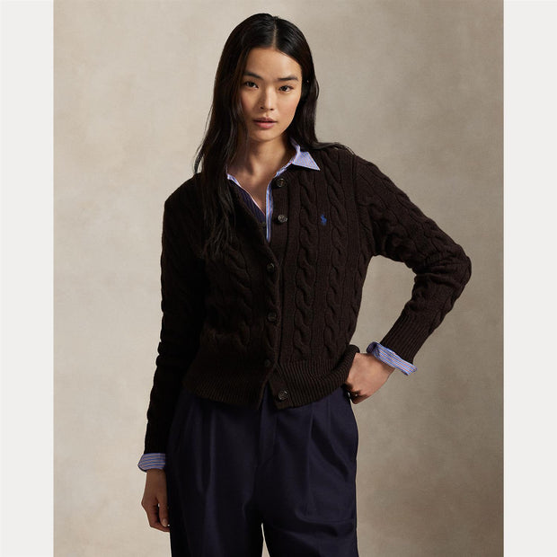 Brown Cabel Knit Wool-Cashmere cardigan - Stilshoppen
