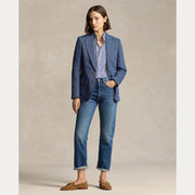 Blå Herringbone Linen Blend Blazer - Stilshoppen