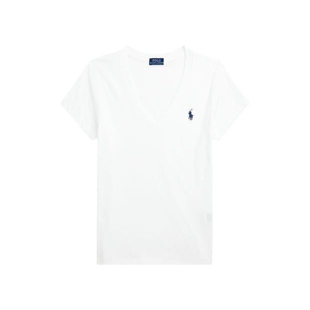 Hvit Cotton Jersey v-neck tee