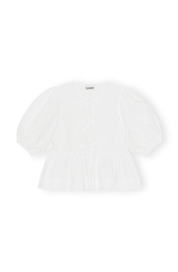 Cotton Poplin Peplum Blouse