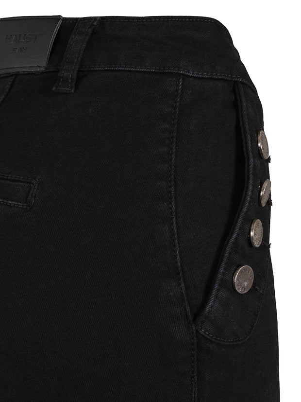 Black Button Detail Denim - Stilshoppen