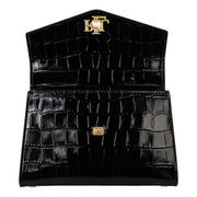 Sort Crocodile Small Farrah Satchel