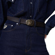 Sort/brunt Sun leather belt - Stilshoppen