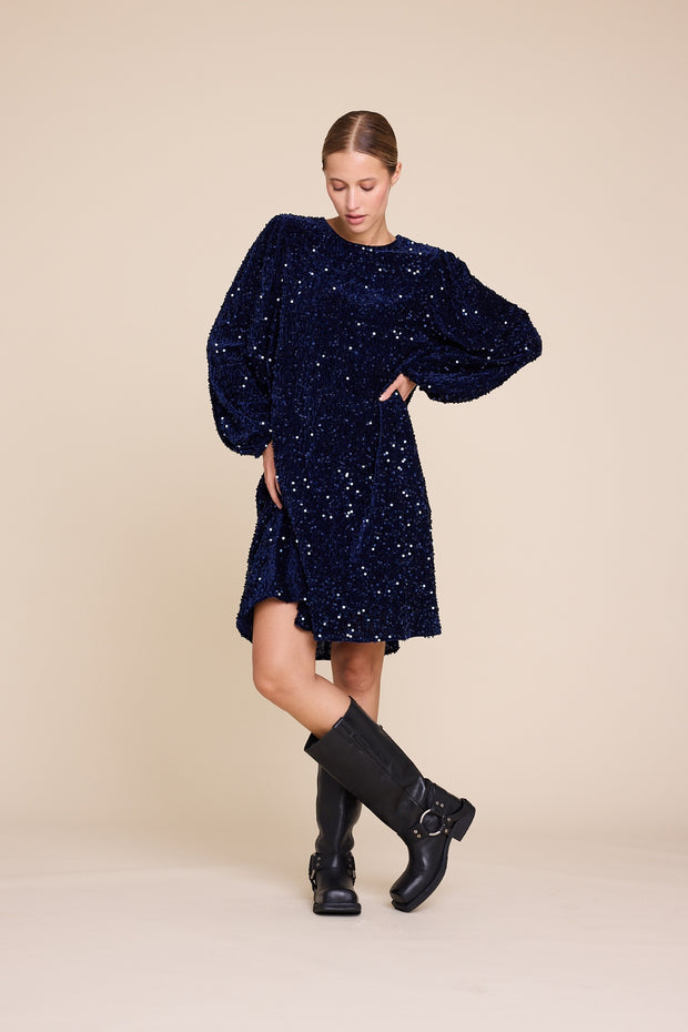 Blå Luna Sequins Dress