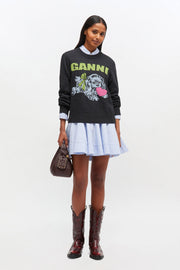 Mørkegrå Graphic Wool Mix Puppy Love Crewneck - Stilshoppen