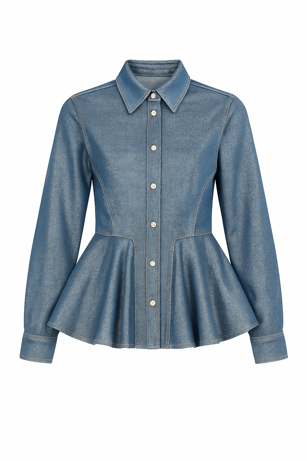 Shiny Welt Peplum Shirt - Stilshoppen