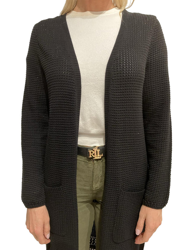 Black Gilet long cardigan - Stilshoppen
