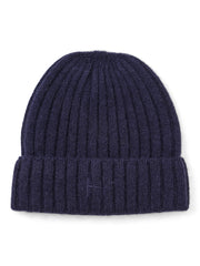 Navy Cashmere Rib Beanie