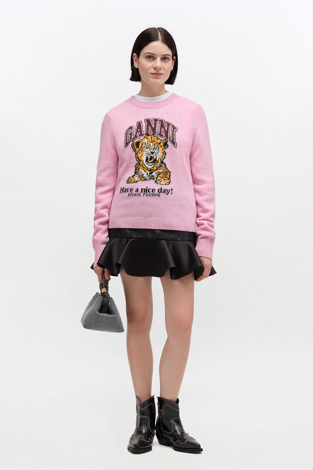 Lys Rosa Graphic Wool Sweater - Stilshoppen