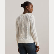 Hvit Aran Knit Crewneck - Stilshoppen