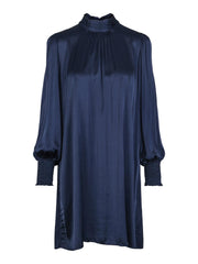 Collar satin stretch dress - Stilshoppen