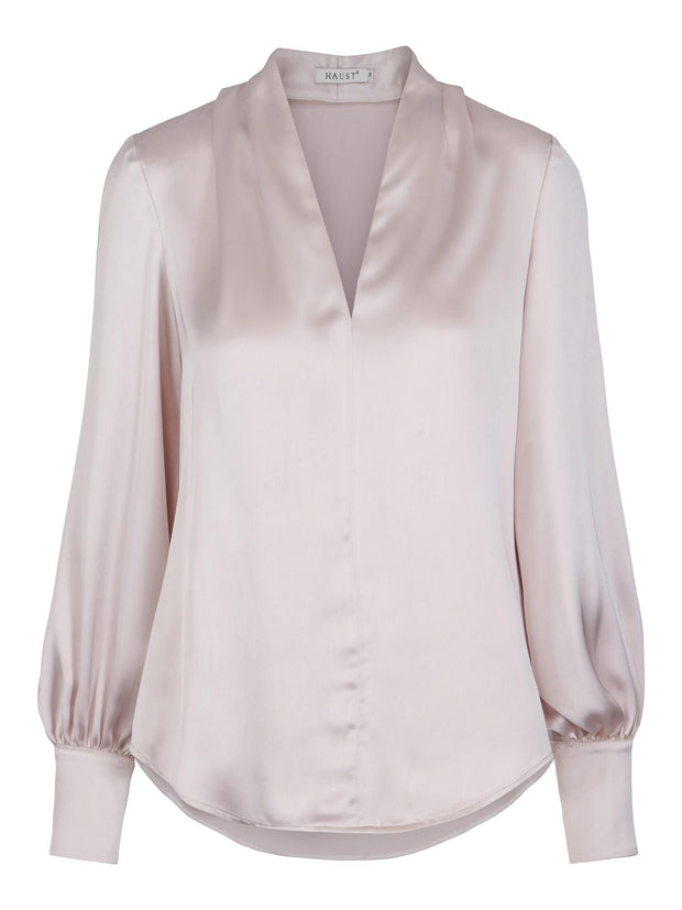 Champagne Classic V-Neck Blouse - Stilshoppen