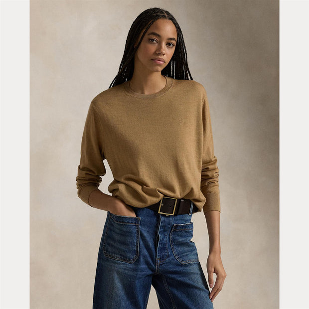 Camel Wool Crewneck Sweater - Stilshoppen