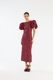 Jacquard Midi Puffy Dress - Stilshoppen