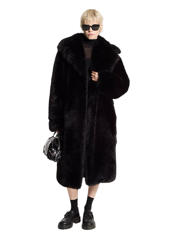 Sort Faux Fur Coat - Stilshoppen