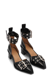 Sort Feminine Buckle Open Cut Pump - Stilshoppen