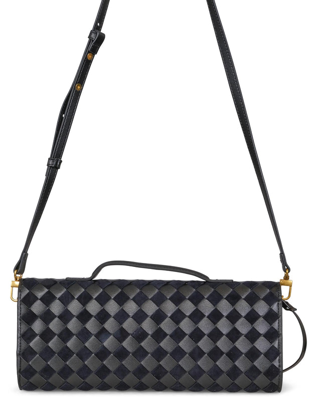 Sort Woven Leather Clutch