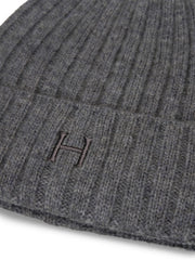 Grey Melange Cashmere Rib Beanie - Stilshoppen