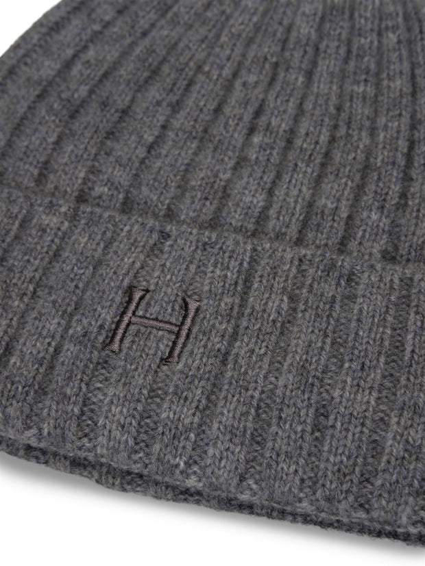 Grey Melange Cashmere Rib Beanie - Stilshoppen