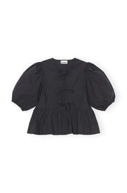 Cotton Poplin Peplum Blouse