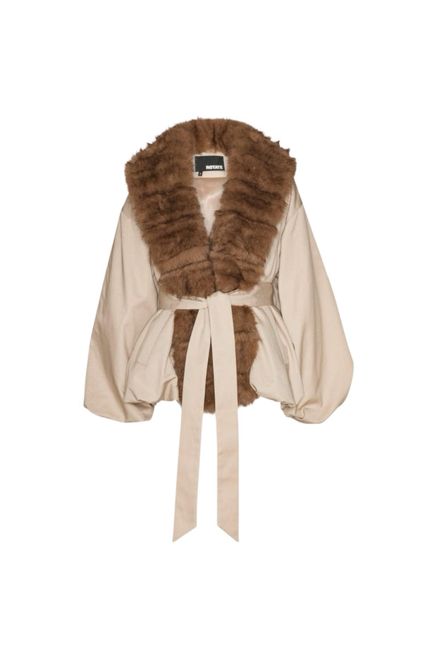 Creme Faux Fur Collar Jacket
