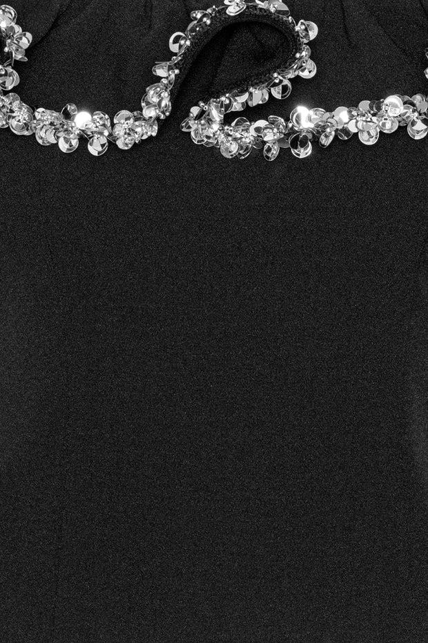 Sort Crepe Ruffle Top - Stilshoppen