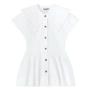 Hvit Cotton Stretch Peter Pan Collar Shirt - Stilshoppen