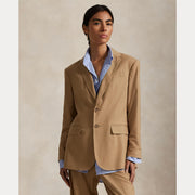 Camel Stretch Wool Two-Button Blazer