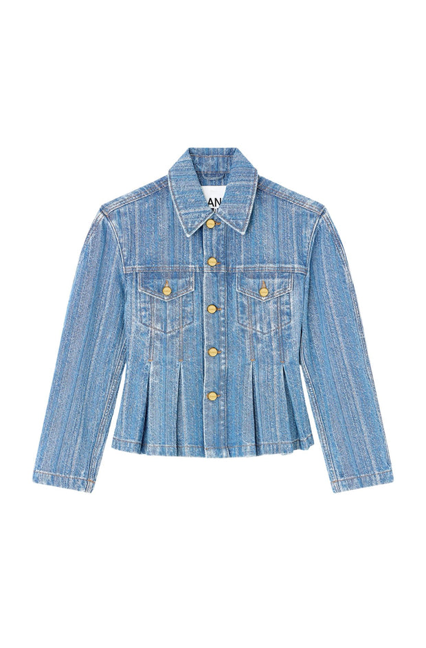 Blå Structured Denim Fitted Jacket