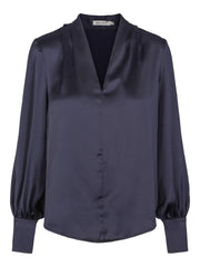 Sort Classic V-Neck Blouse - Stilshoppen