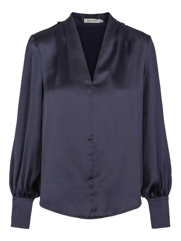 Sort Classic V-Neck Blouse - Stilshoppen