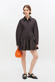 Sort Buttoned Mini Dress - Stilshoppen