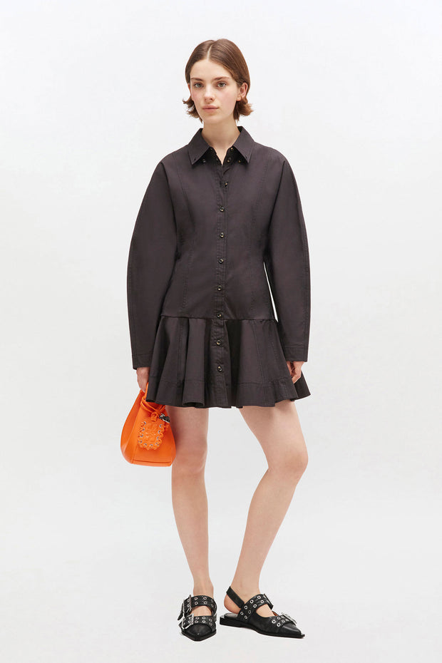 Sort Buttoned Mini Dress - Stilshoppen
