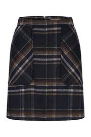 Navy Adam Check Skirt